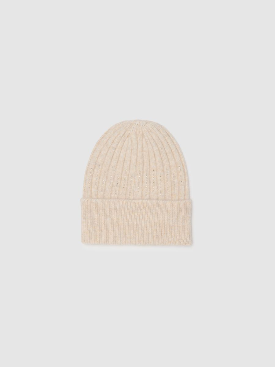 Beige wool blend cap_0