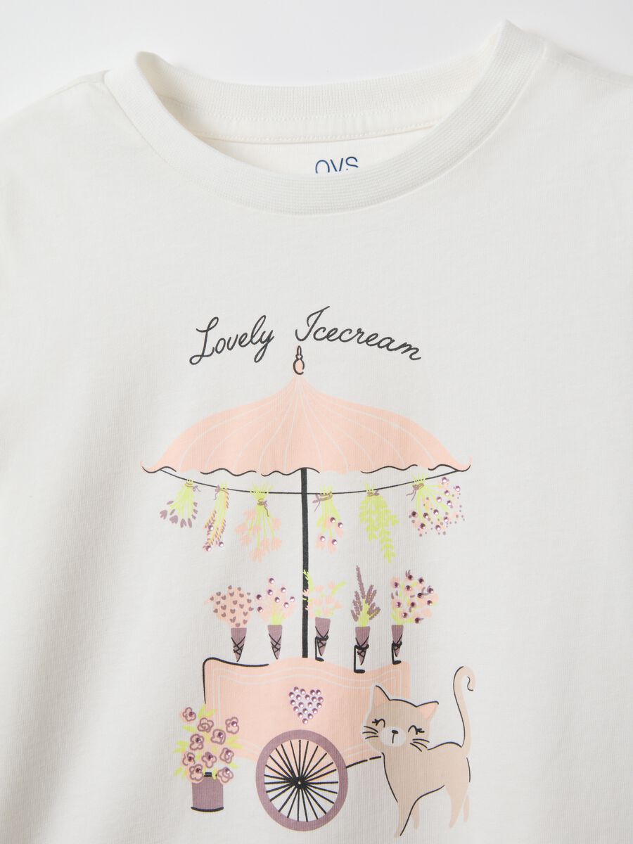 White pure cotton regular fit T-shirt for girls_2