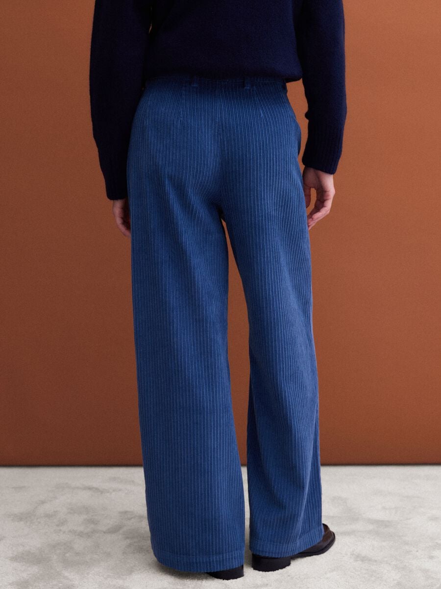 Blaue und hellblaue Ripp-Hose aus reiner Baumwolle_3