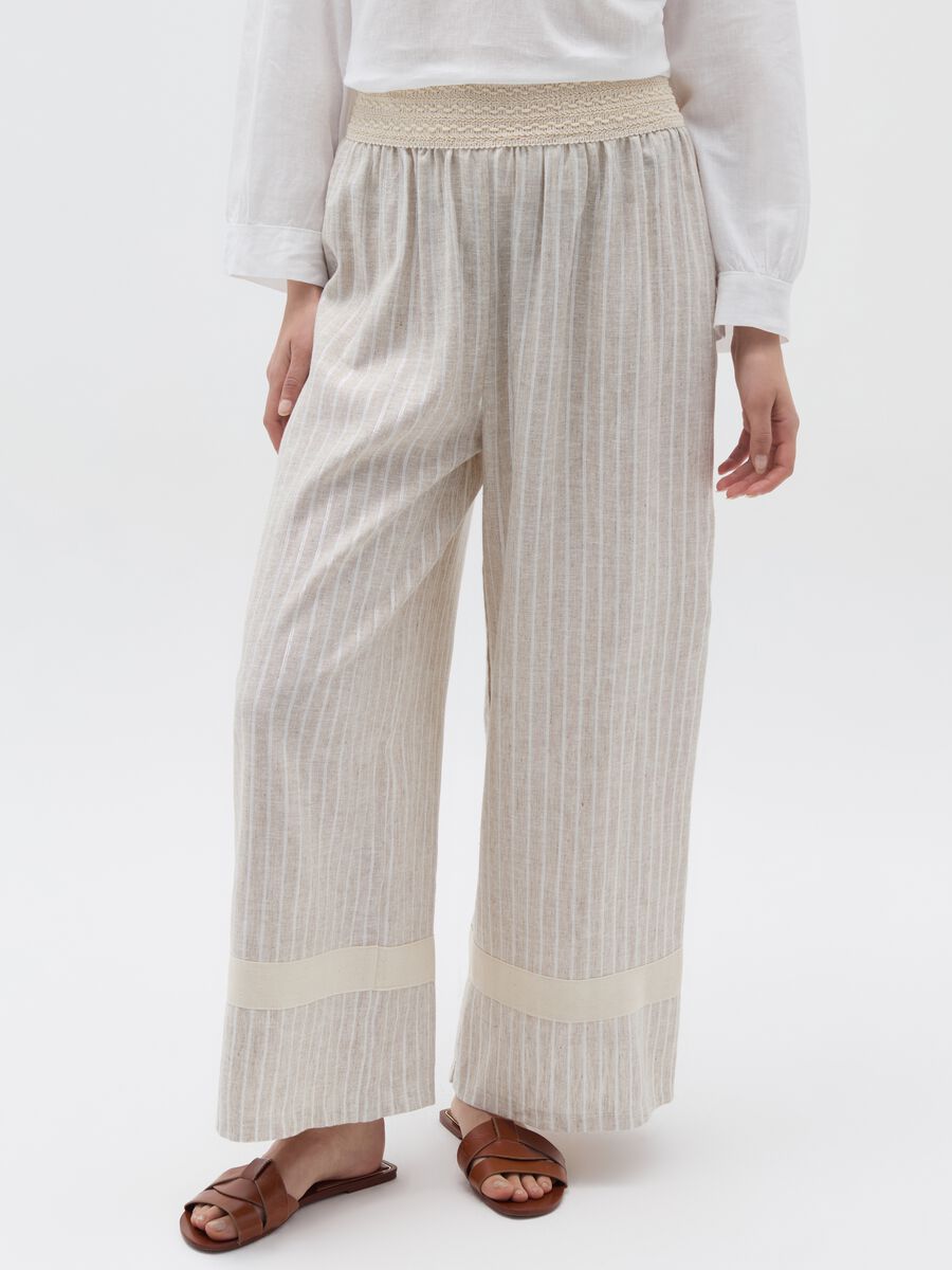 Pantalone gessato con elastico esterno crochet_1