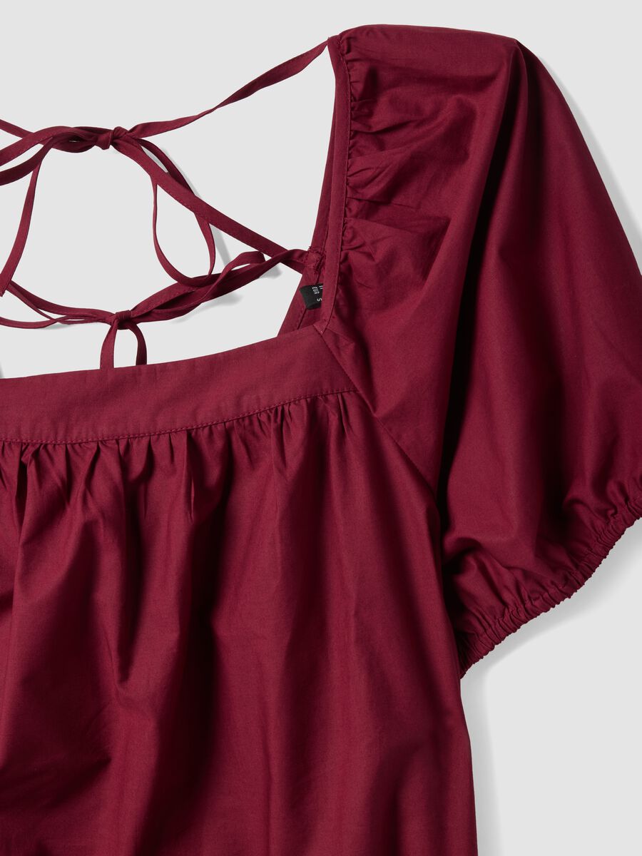 Red pure cotton midi dress with belt_5