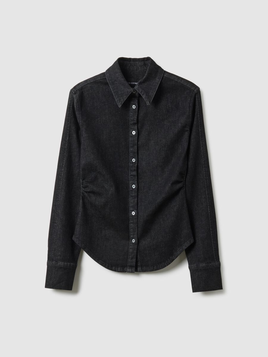 Black Stretch Cotton Long Sleeve Slim Fit Shirt_4