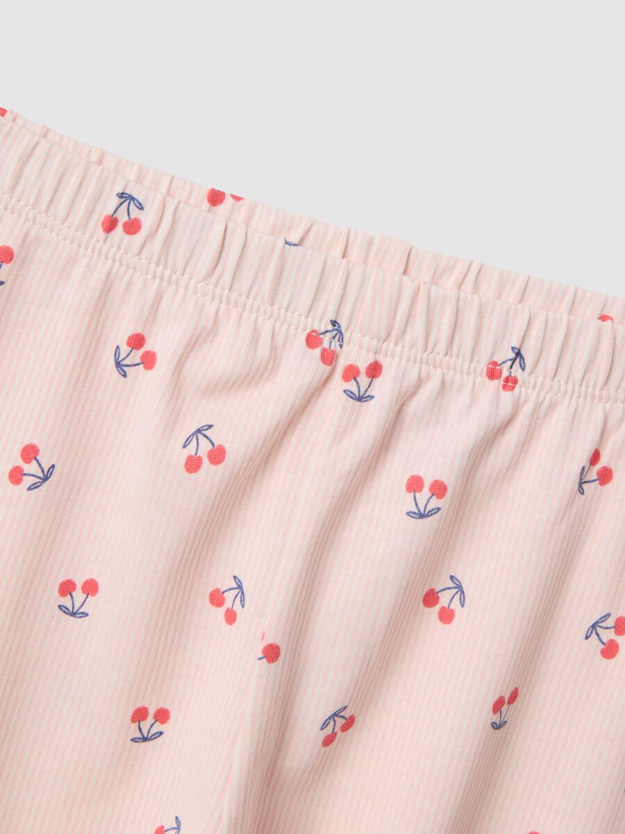 Pigiama in puro cotone rosa da neonata regular fit con ciliegie_3