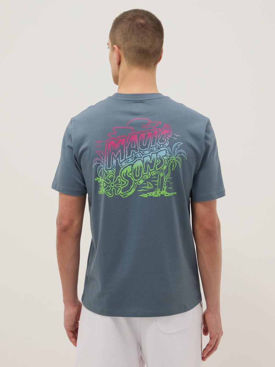 Hellblaues Kurzarm-T-Shirt aus reiner Baumwolle im Relaxed Fit mit Print_2