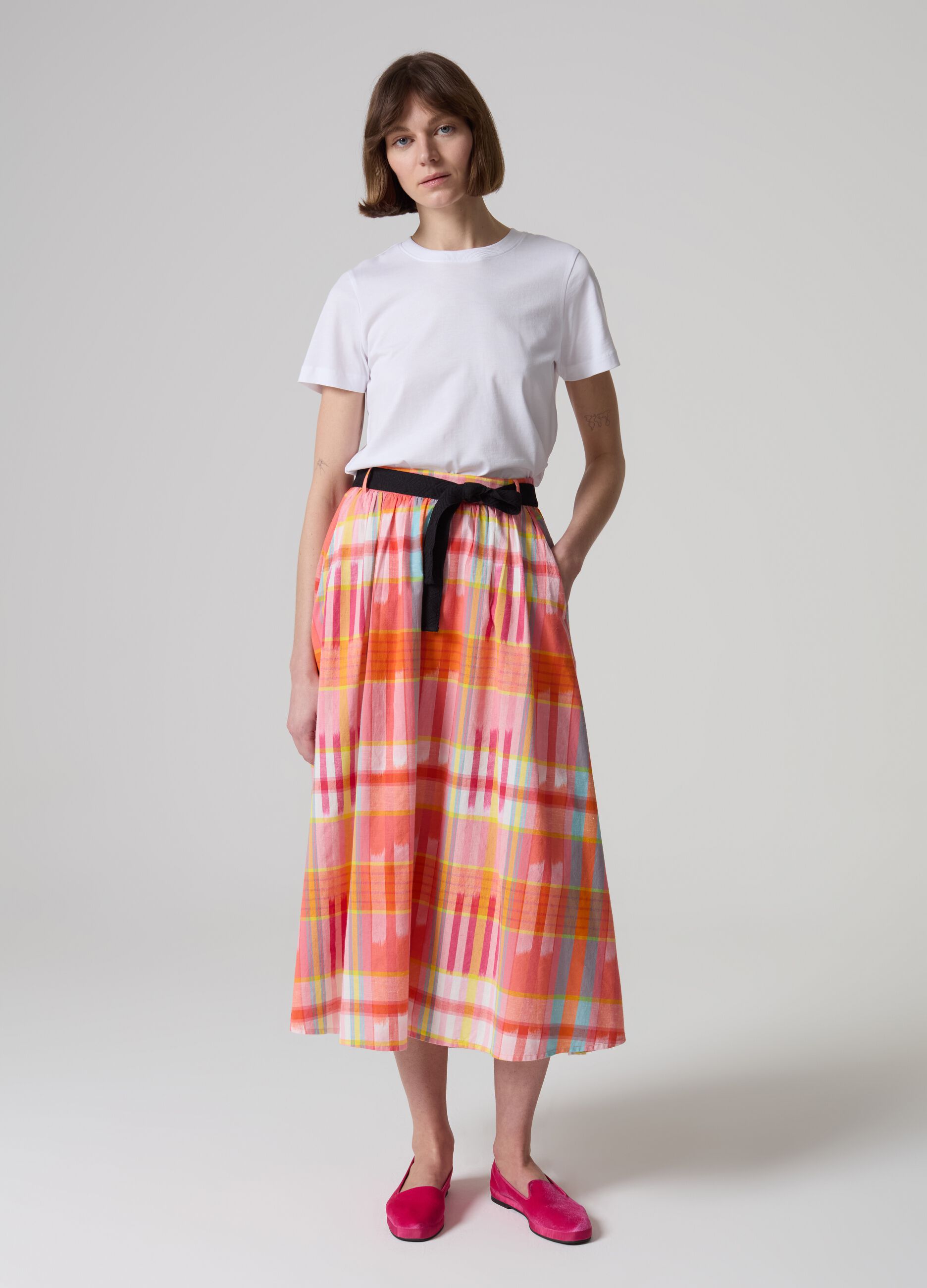 Full midi skirt with check pattern