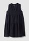 Blue sleeveless pure linen dress, regular fit_4