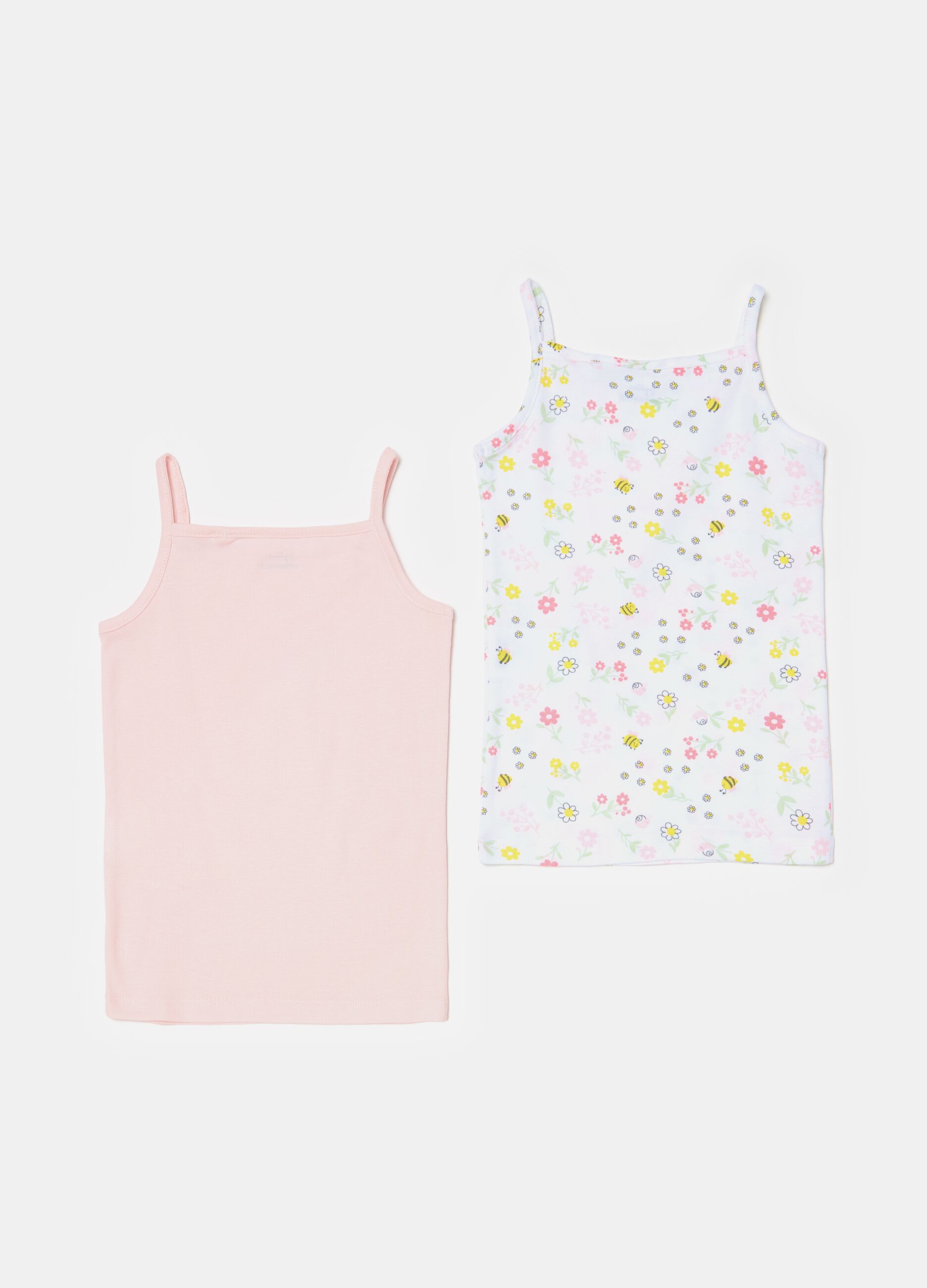 Two-pack under vests with small flowers print