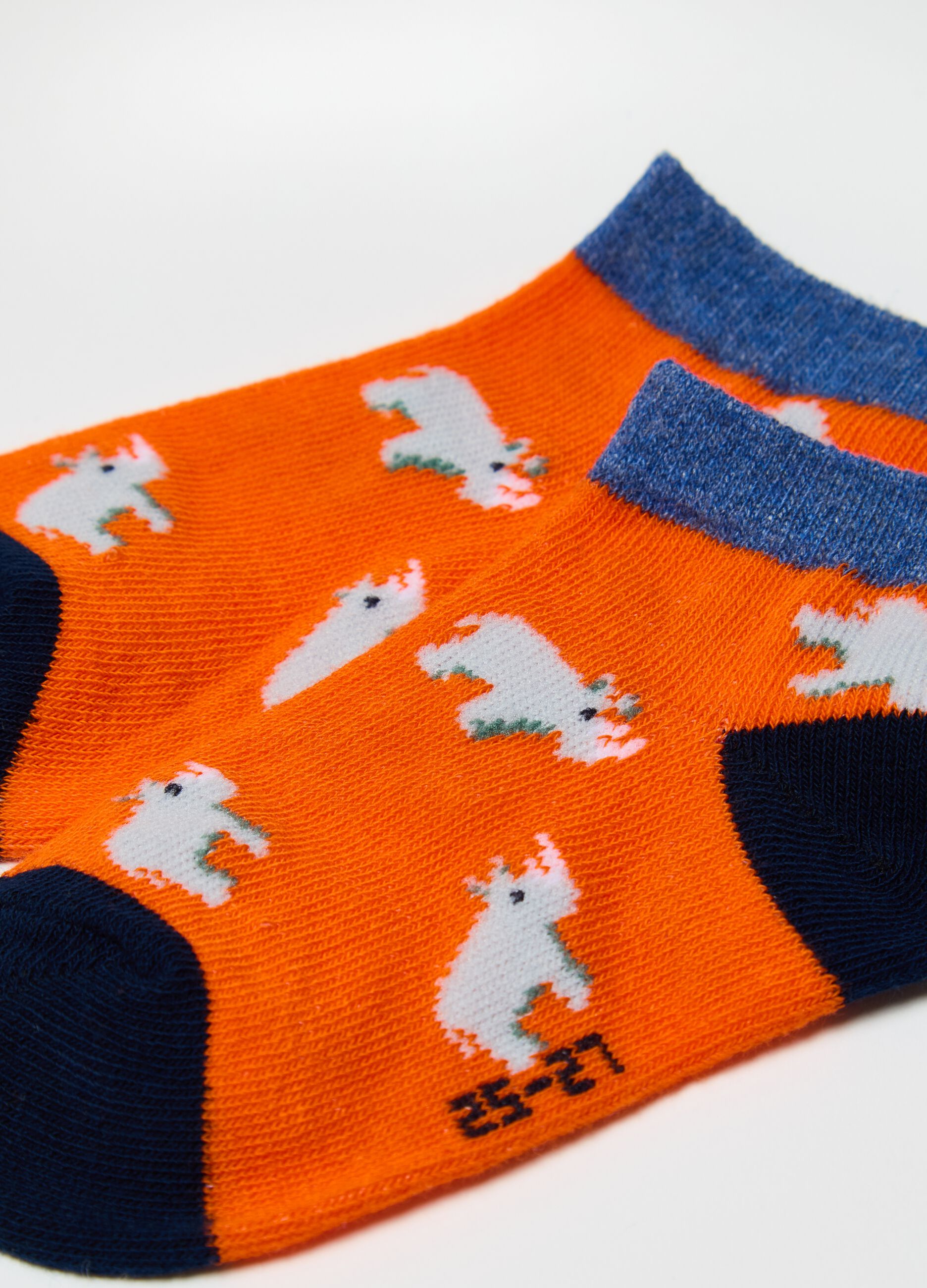 Seven-pair pack short socks with designs