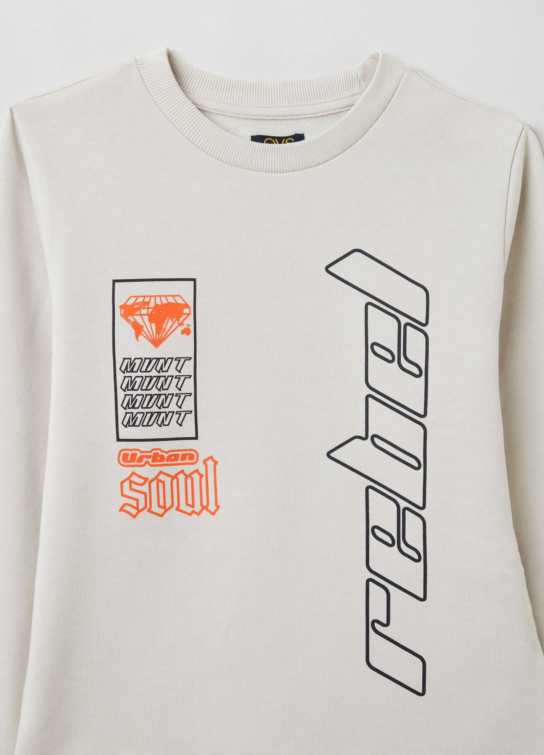 Round neck cotton sweatshirt with print_2