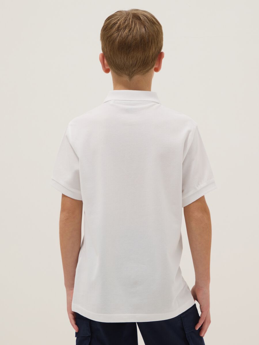 Polo branca de algod&atilde;o org&acirc;nico para rapaz, corte regular_2