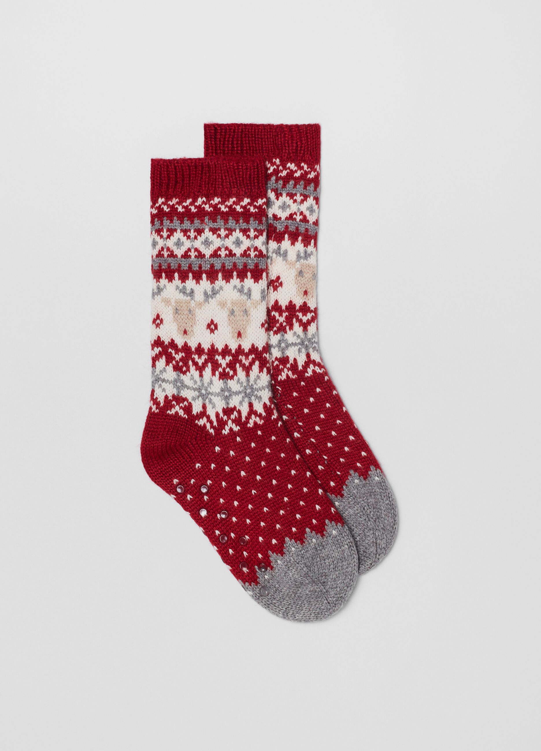 Slipper socks with Norwegian motif
