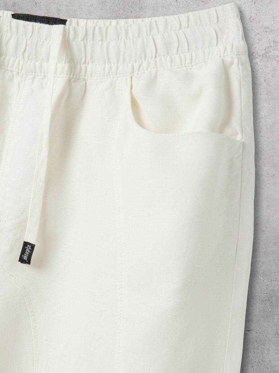 100% Linen Wide-Leg Trousers White_6