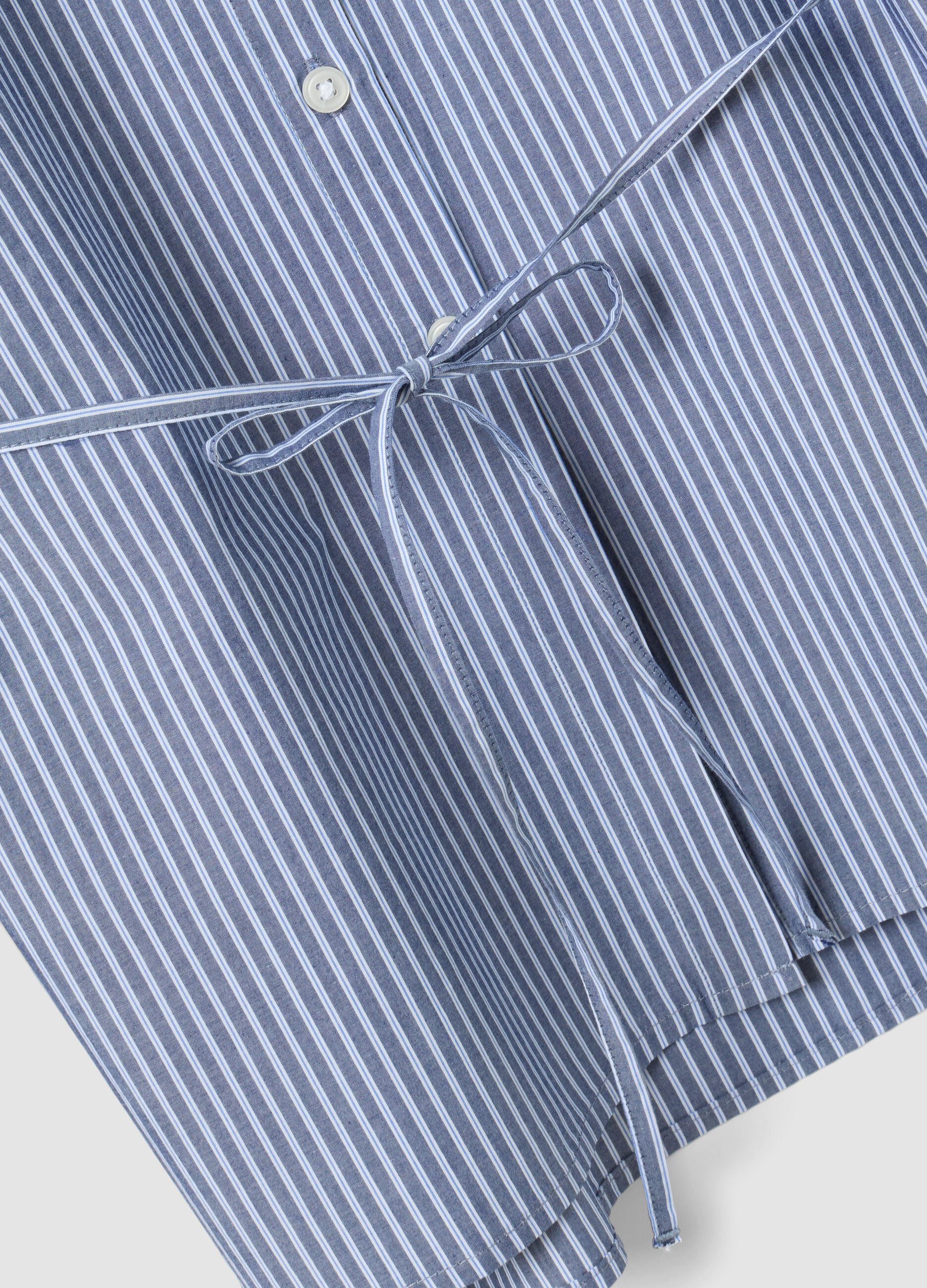 Blue striped pure cotton poplin shirt, regular fit