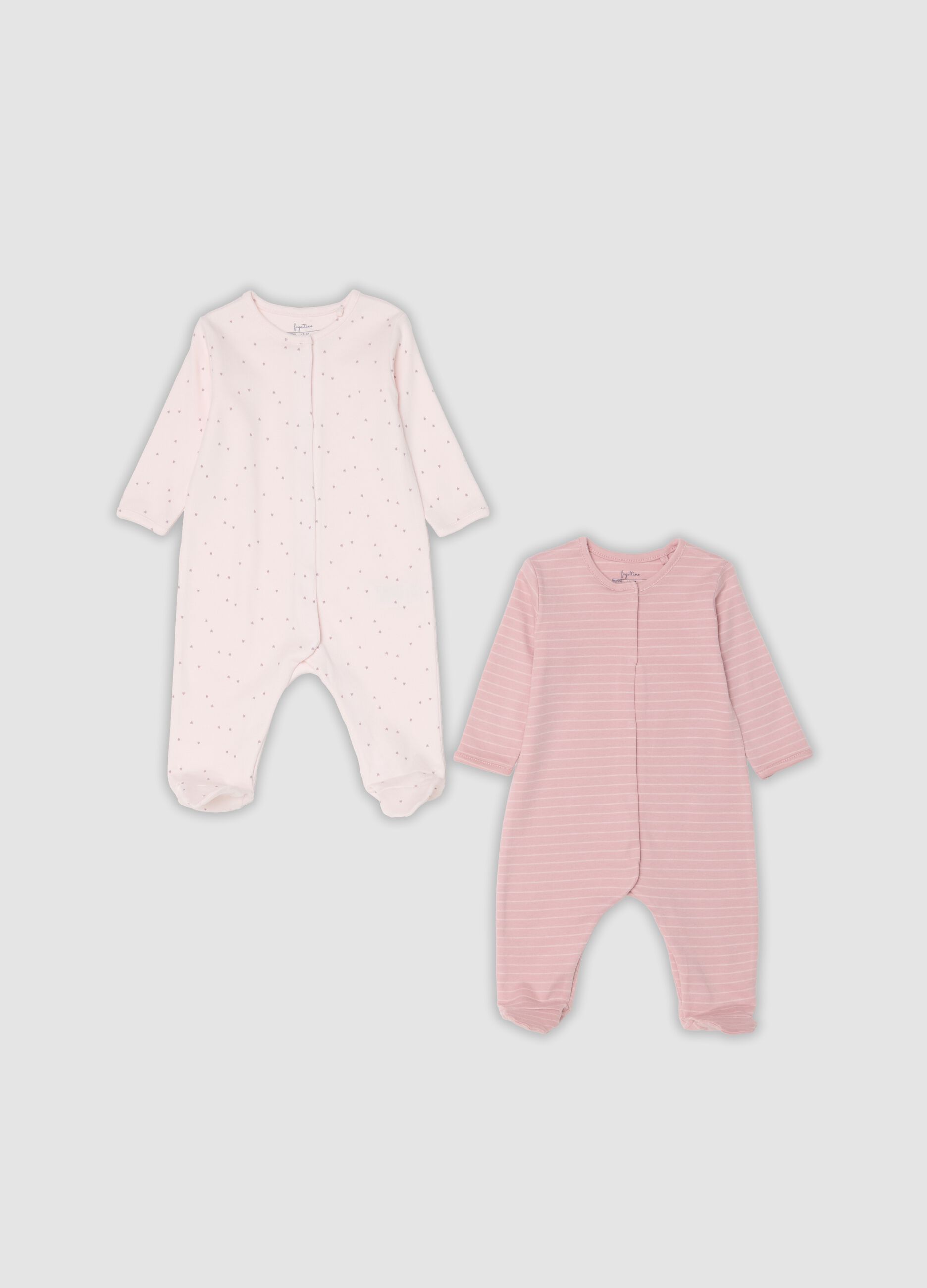 2er-Pack rosa Strampler mit F&uuml;&szlig;chen aus Bio-Baumwolle f&uuml;r Babys und M&auml;dchen