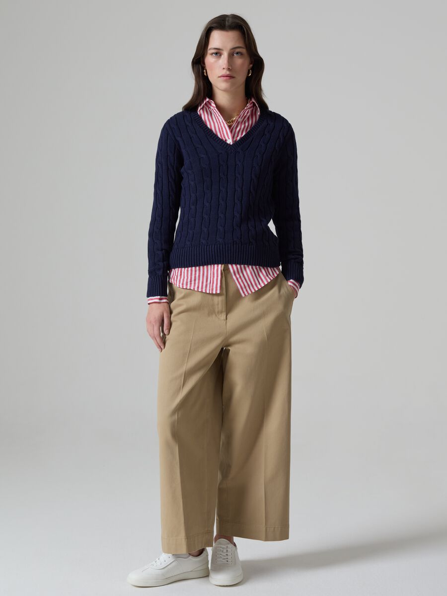 Wide-leg trousers with pulls_0