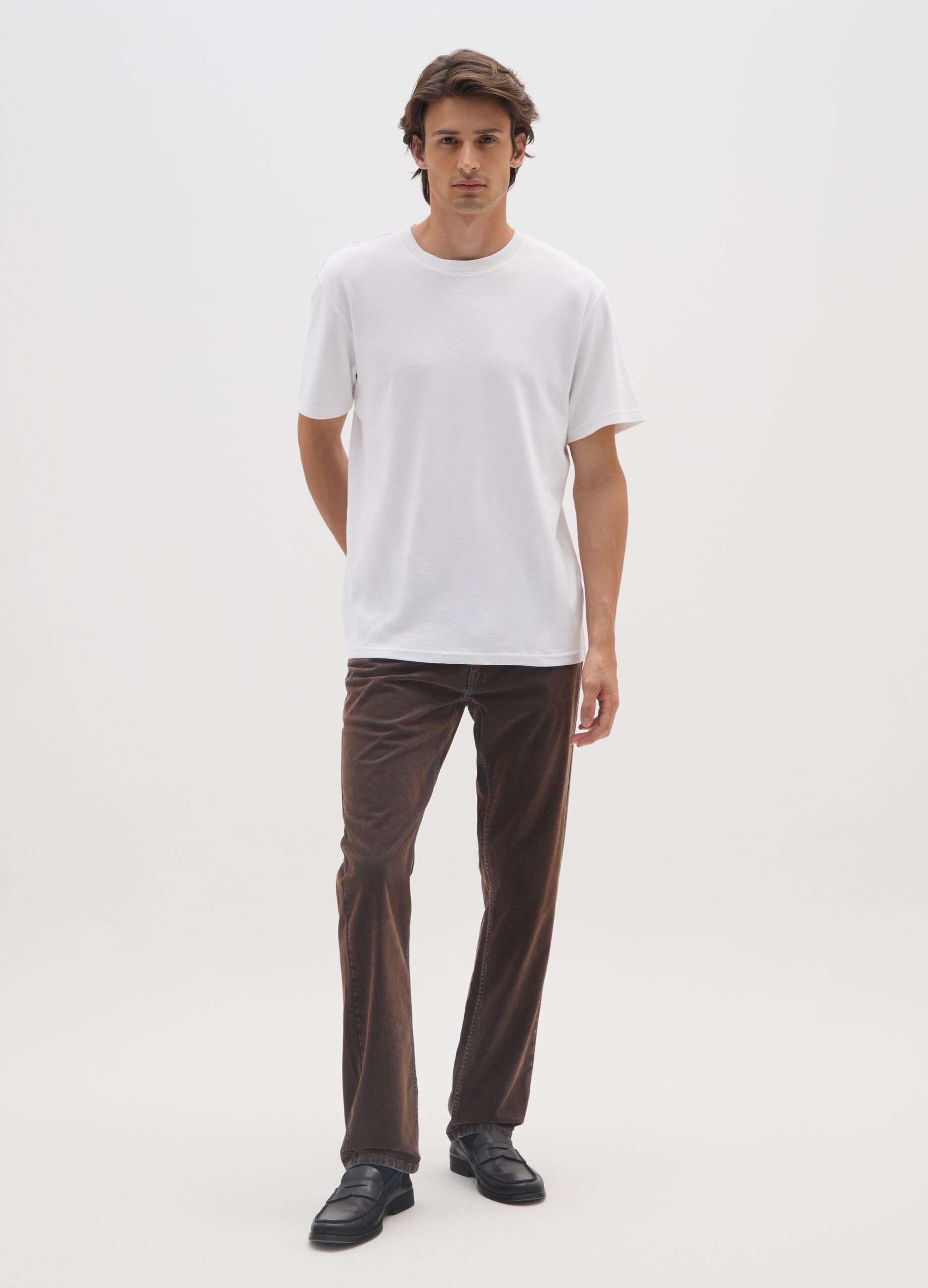 Brown pure cotton regular fit jeans