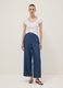 Dark blue pure lyocell palazzo trousers with elasticated waist and wide leg_0