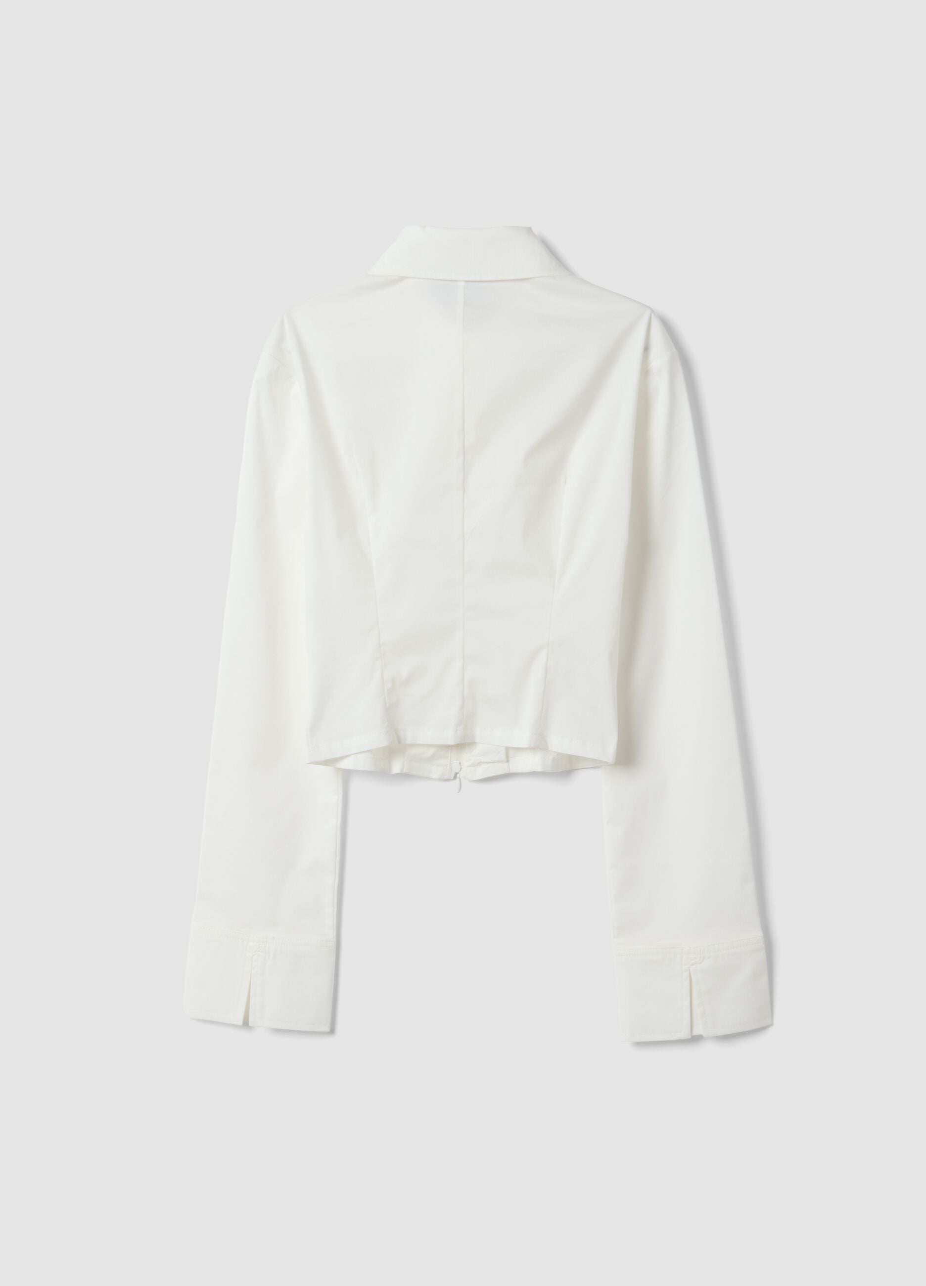 Fitted Full-Zip Shirt in White