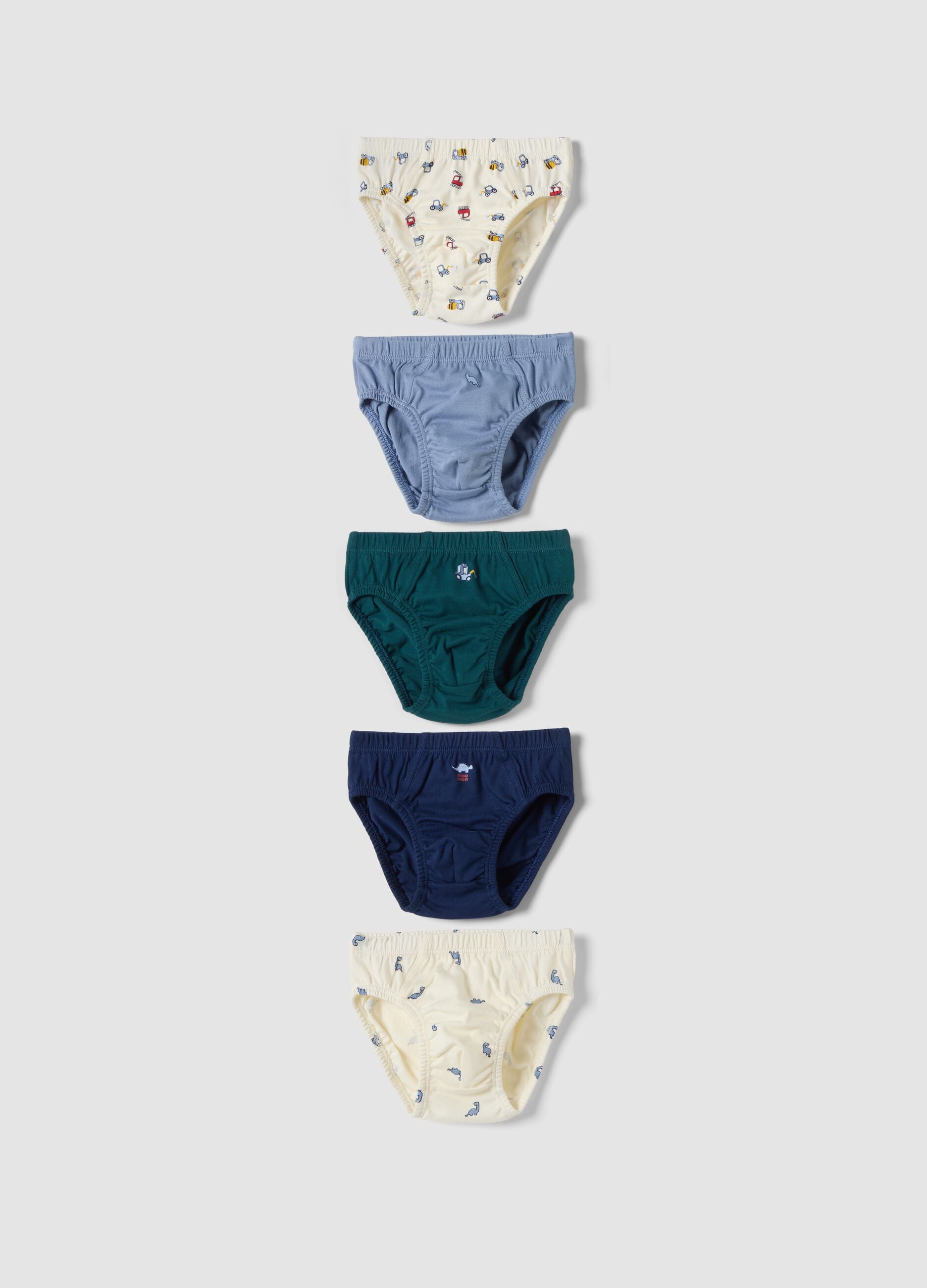 5-pack organic cotton briefs with prints