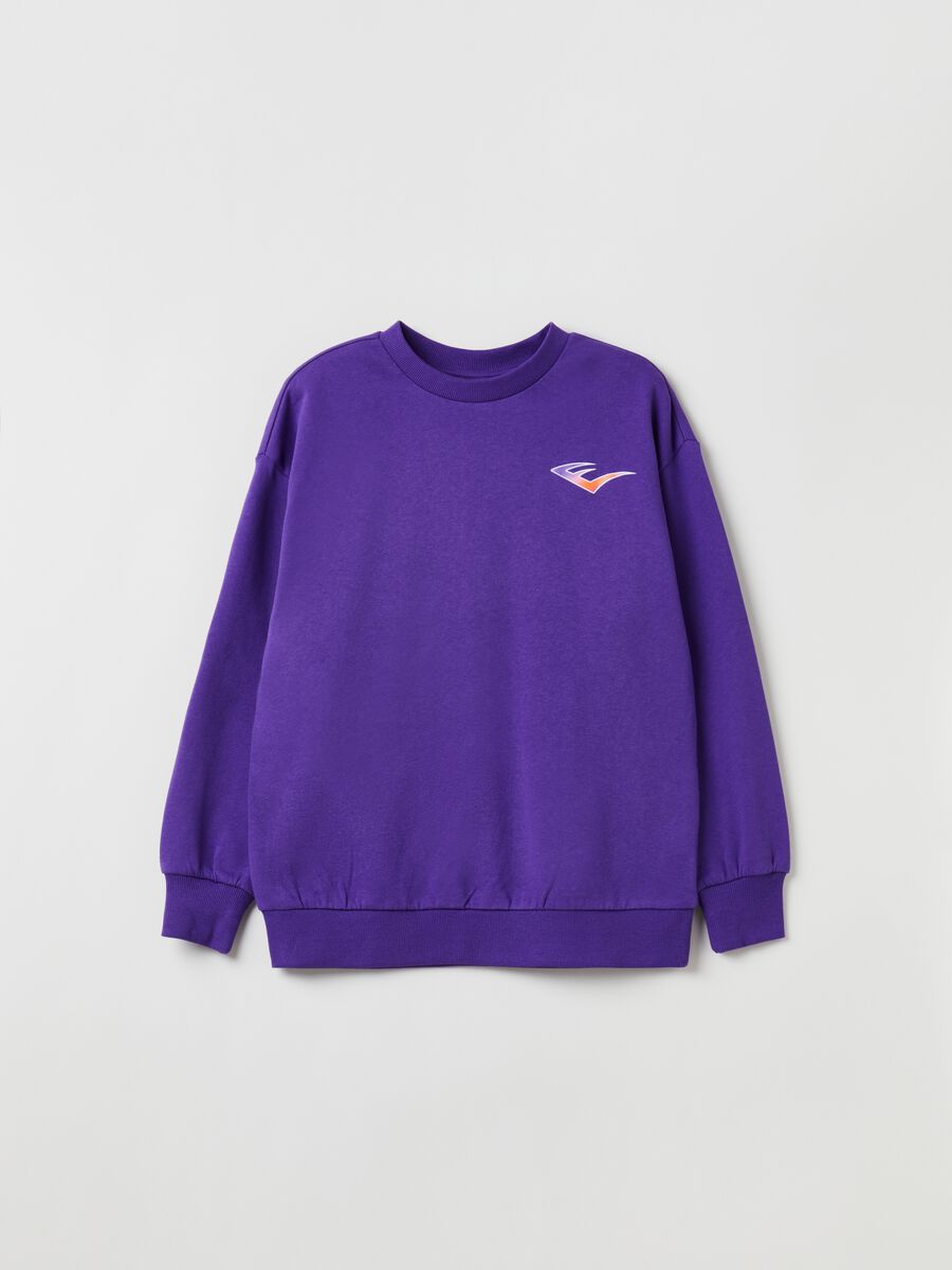 Sweatshirt with round neck and multicoloured logo print_0