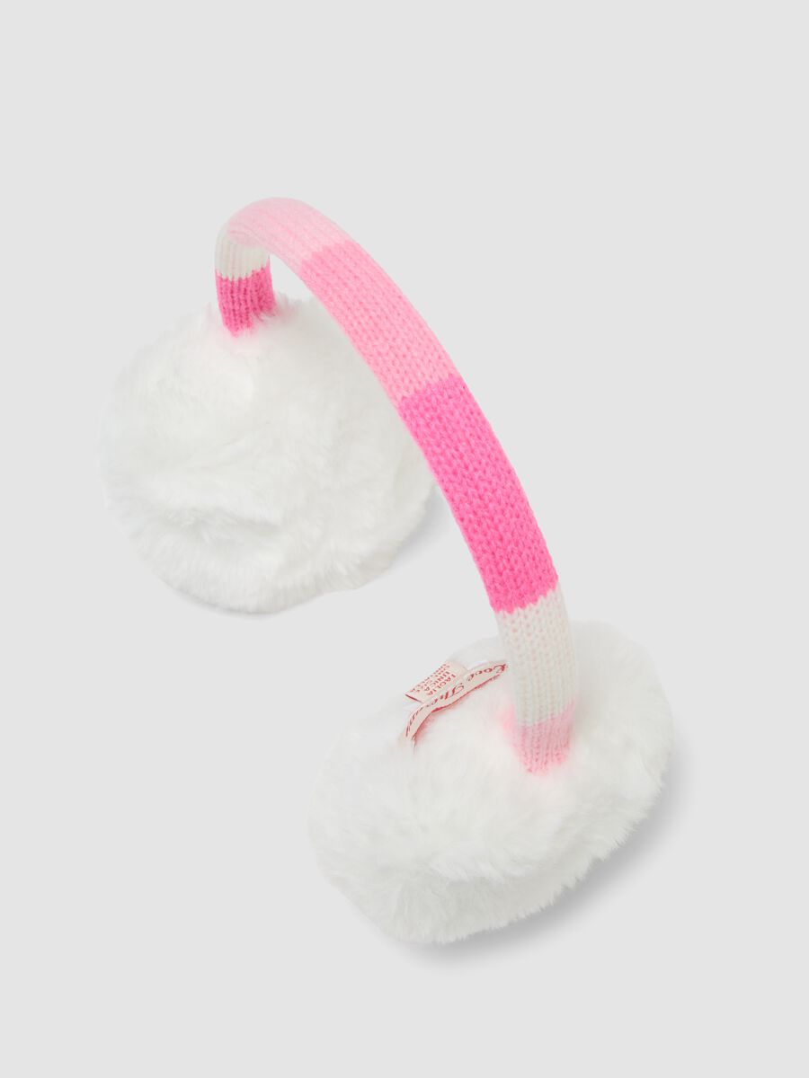 Copriorecchie bianchi con dettagli rosa_2
