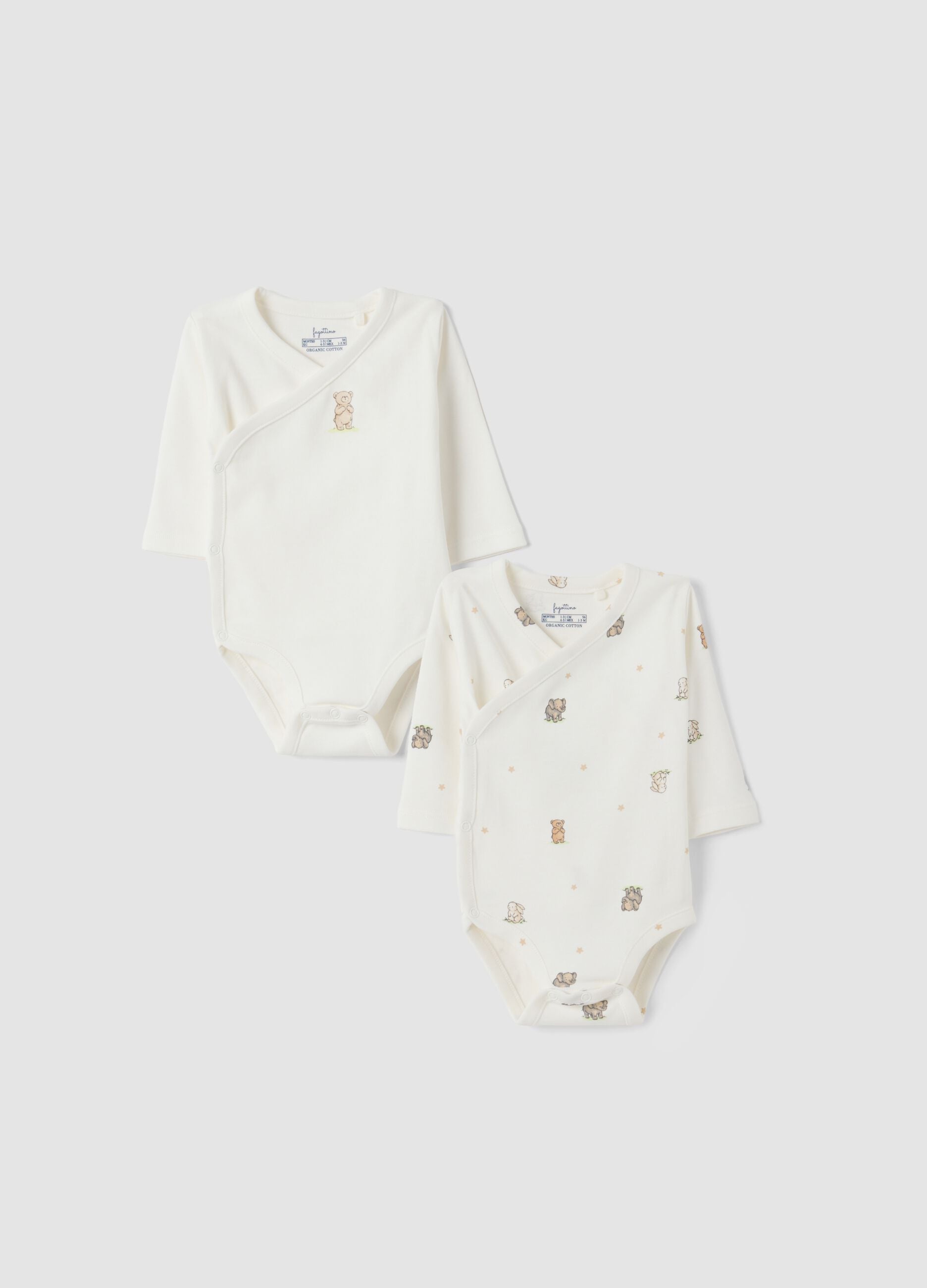 2-pack white organic cotton baby bodysuits with crew neck