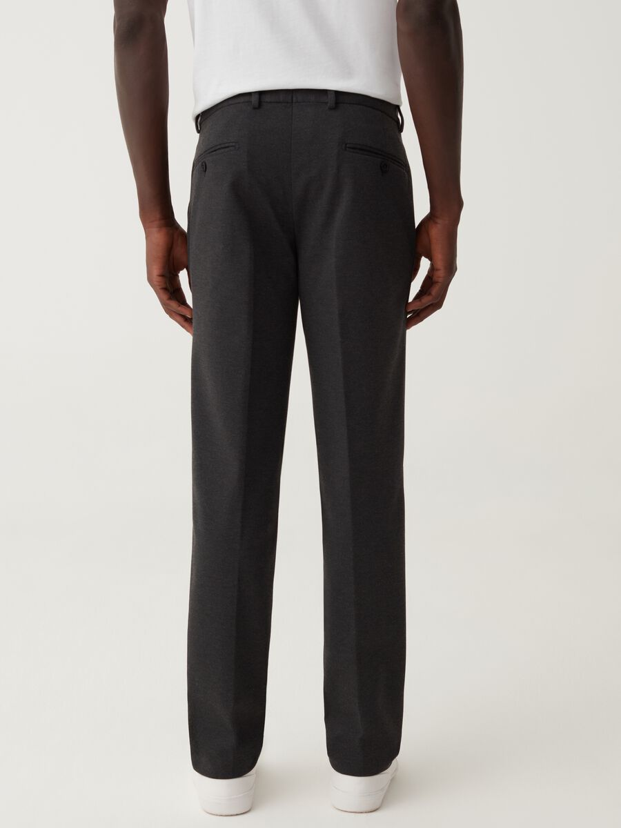 Stretch easy-fit dark grey mélange trousers_2