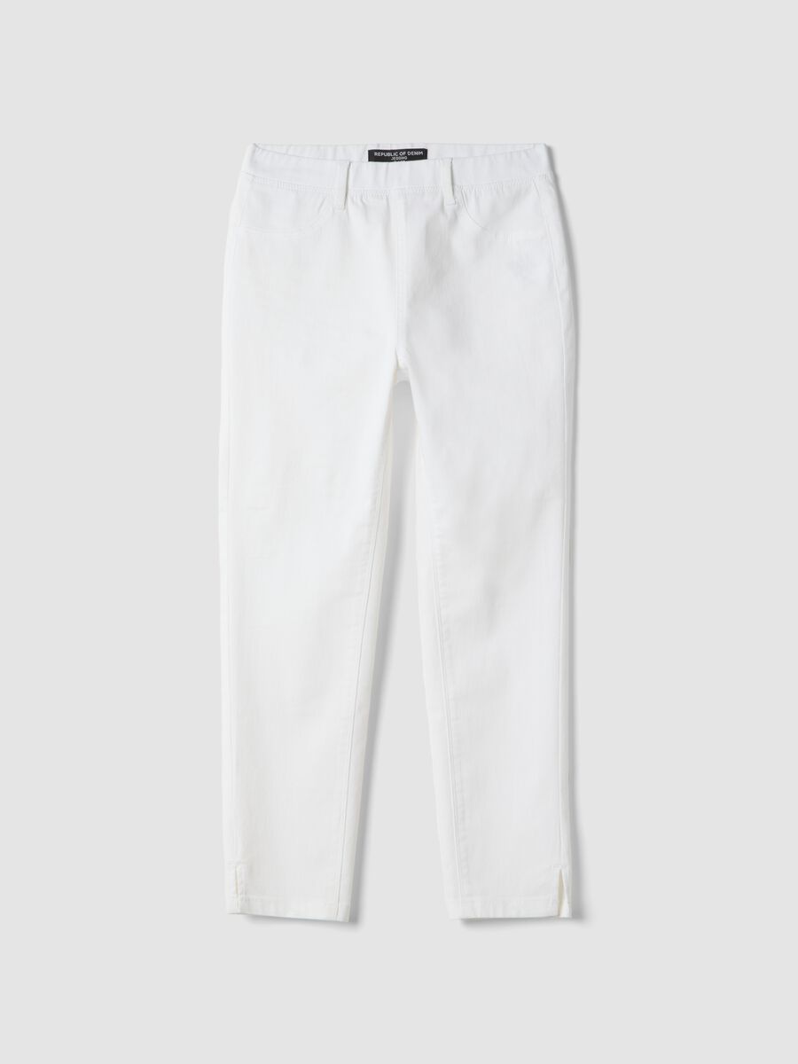 White skinny fit stretch denim cotton blend jeans_0