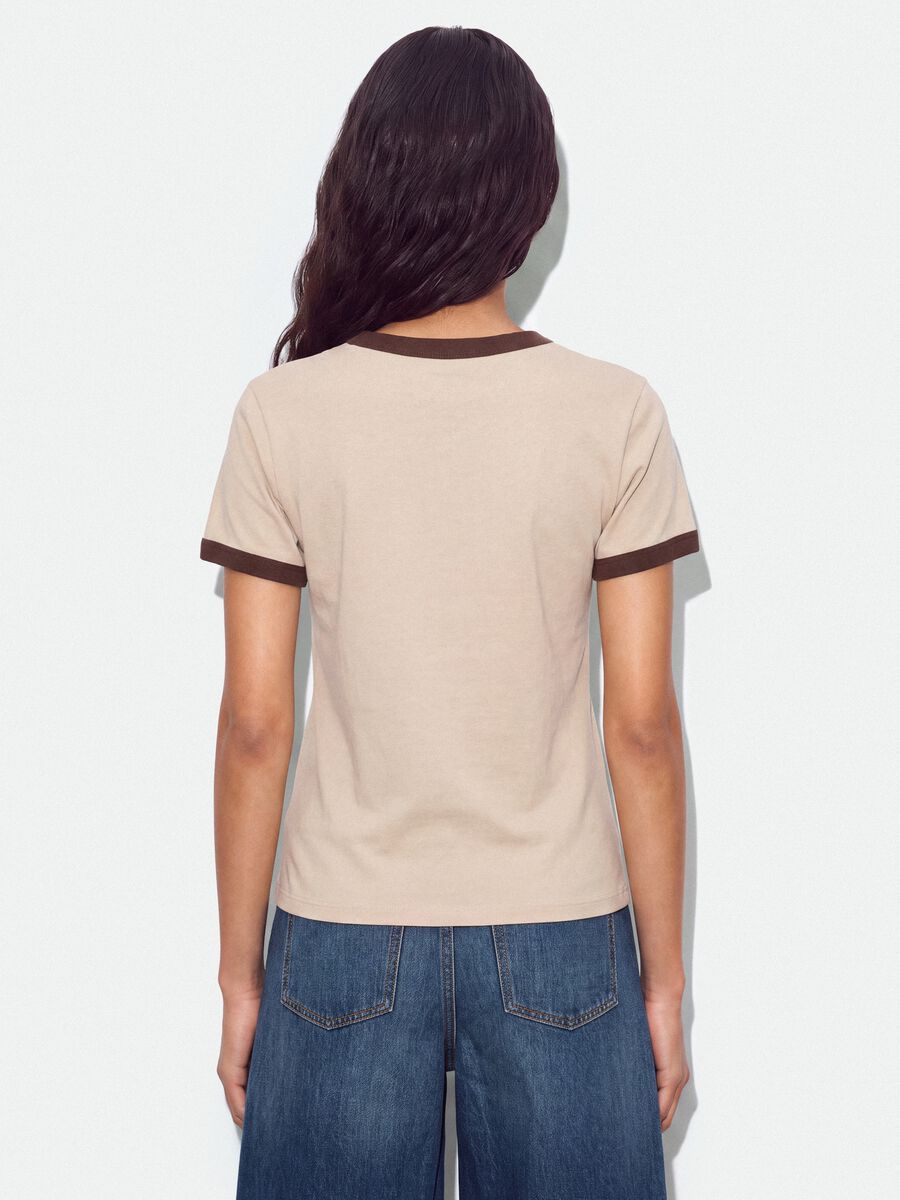 Pink cotton T-shirt with front graphic print and contrast trims_3