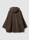 Giacca marrone con cappuccio in misto cotone over fit con colletto a contrasto_2