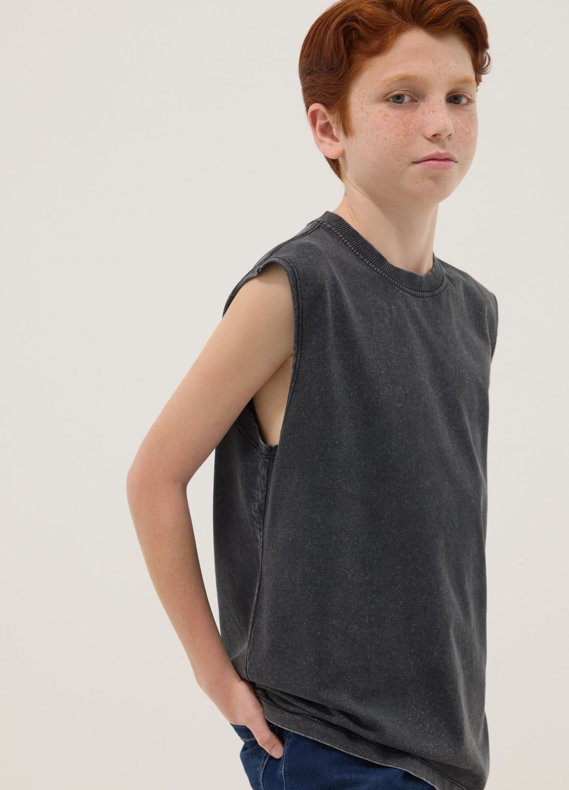 Black pure cotton vest top