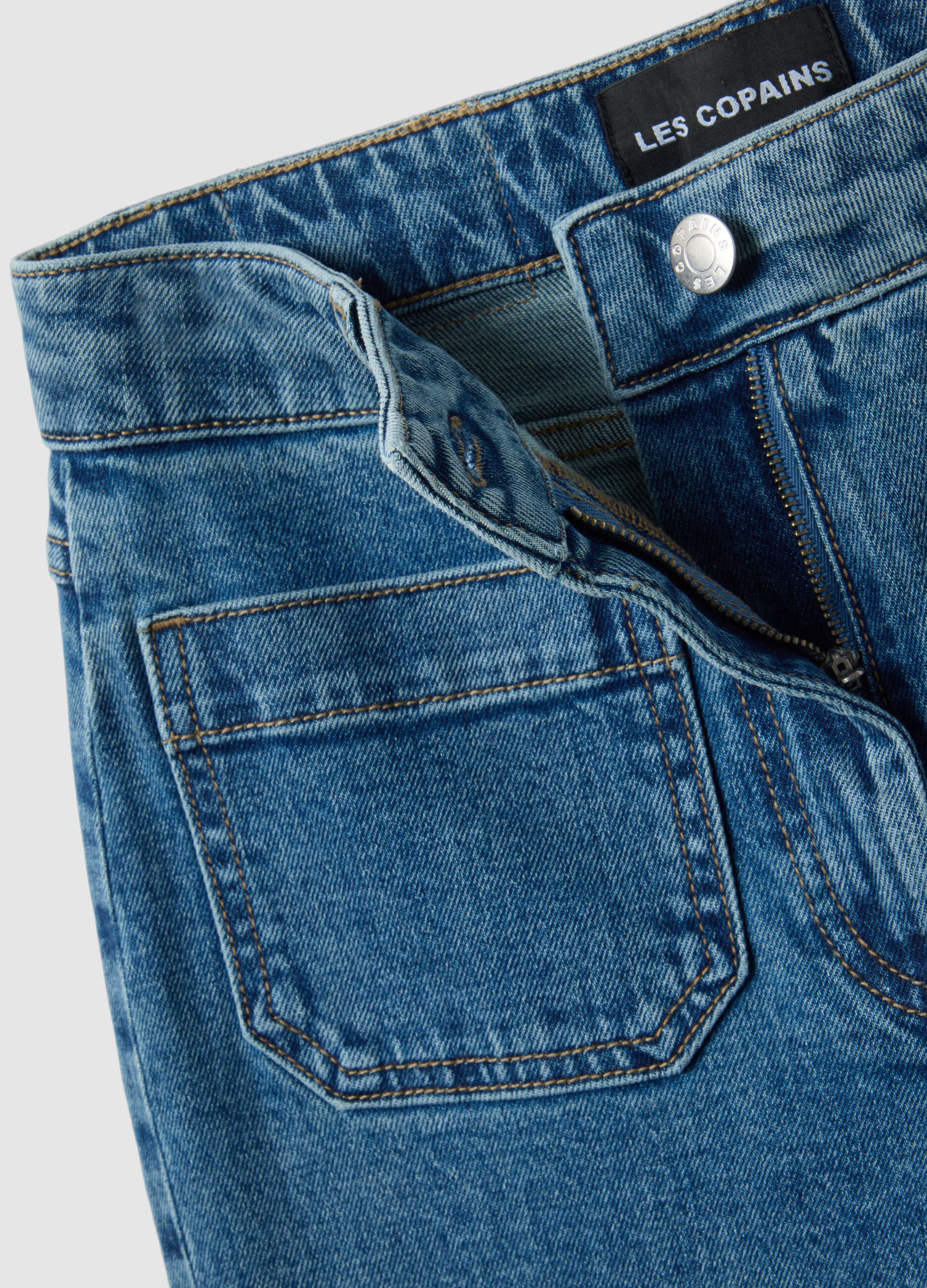 Stretch denim cotton trousers regular fit