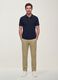 Blue pure cotton piqu&eacute; polo shirt with classic collar and regular fit_3