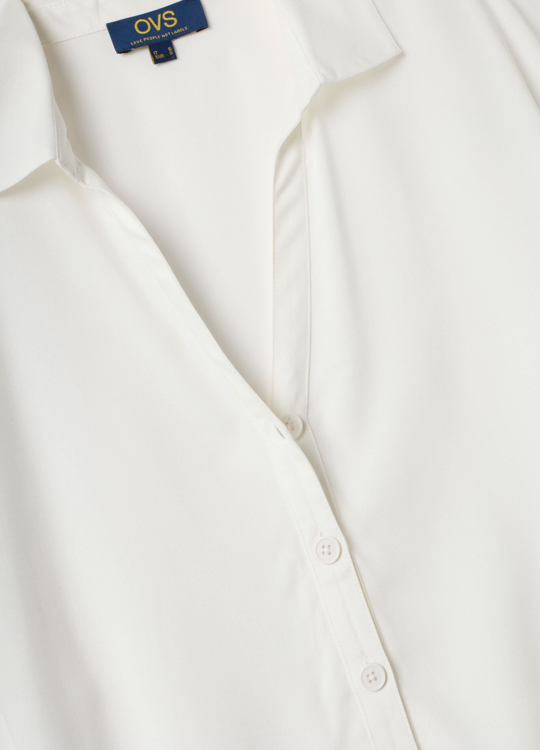 White pure viscose short-sleeve oversized shirt