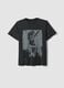 Schwarzes T-Shirt aus reinem Baumwolle mit normalem Oversize-Schnitt_0