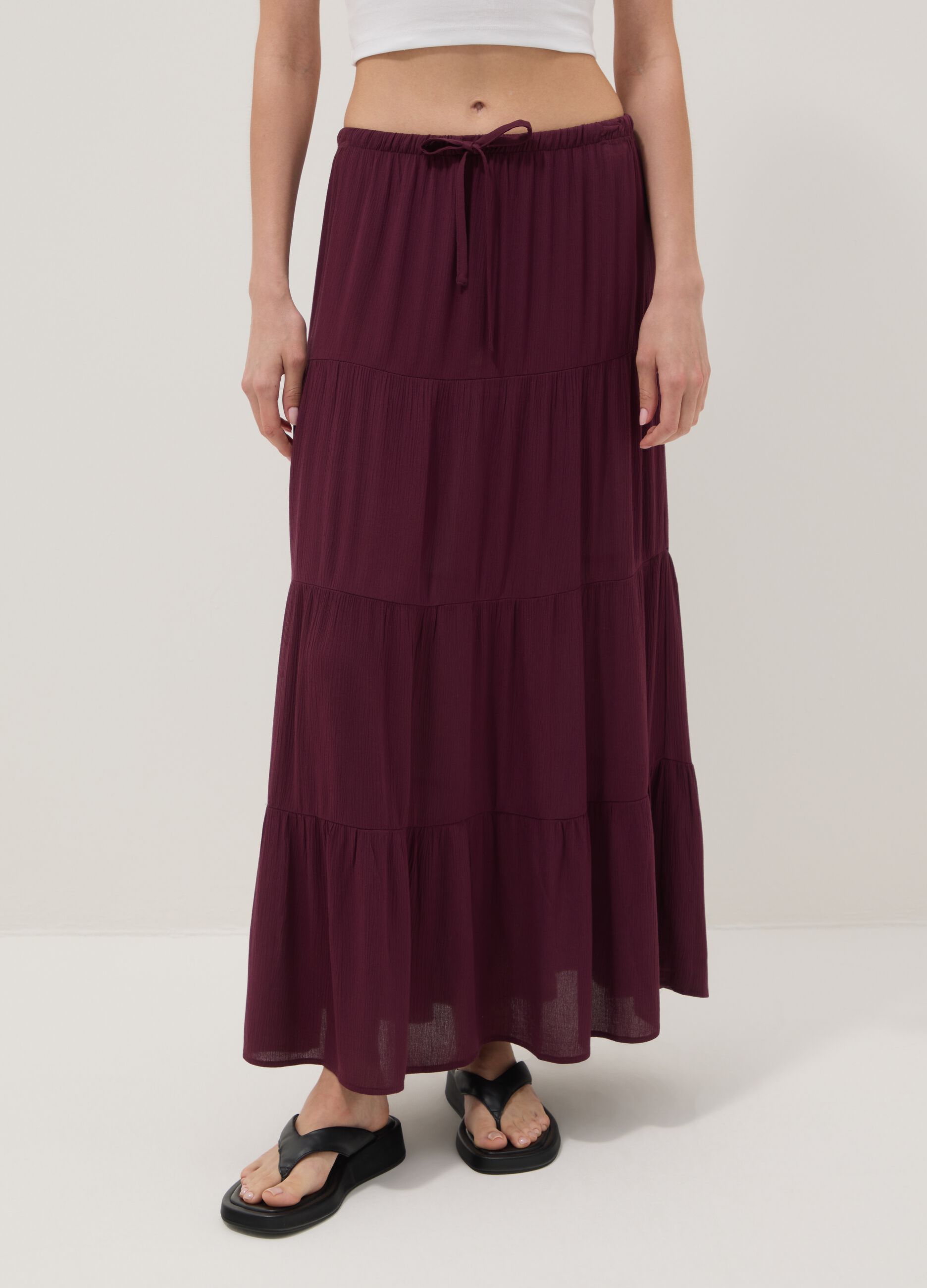 Long purple skirt in pure viscose