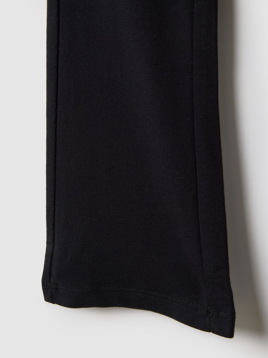 Black Stretch Cotton Flare Fit Girl's Leggings_3