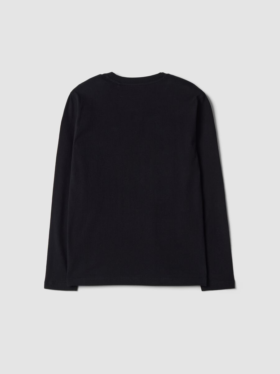Schwarzes T-Shirt aus reiner Bio-Baumwolle mit Rundhalsausschnitt_1
