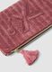 Rosa Clutch mit Blumenstickerei und Quaste_2
