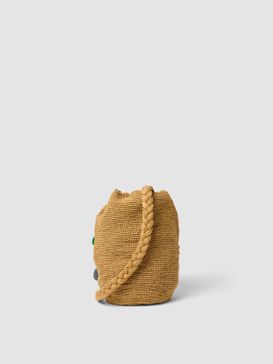 Brown pure jute beach bag with pom‑poms_2