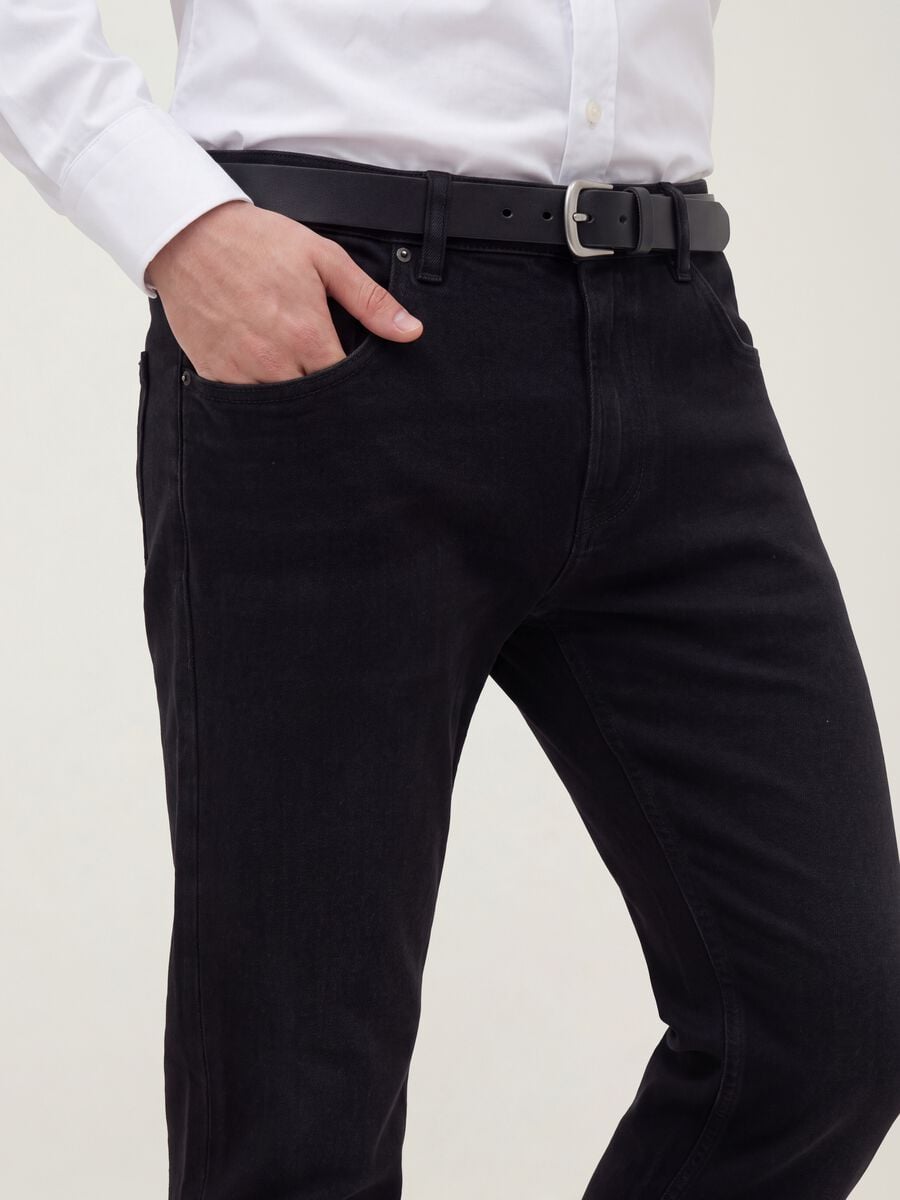 Black cotton and viscose-blend slim-fit jeans_2