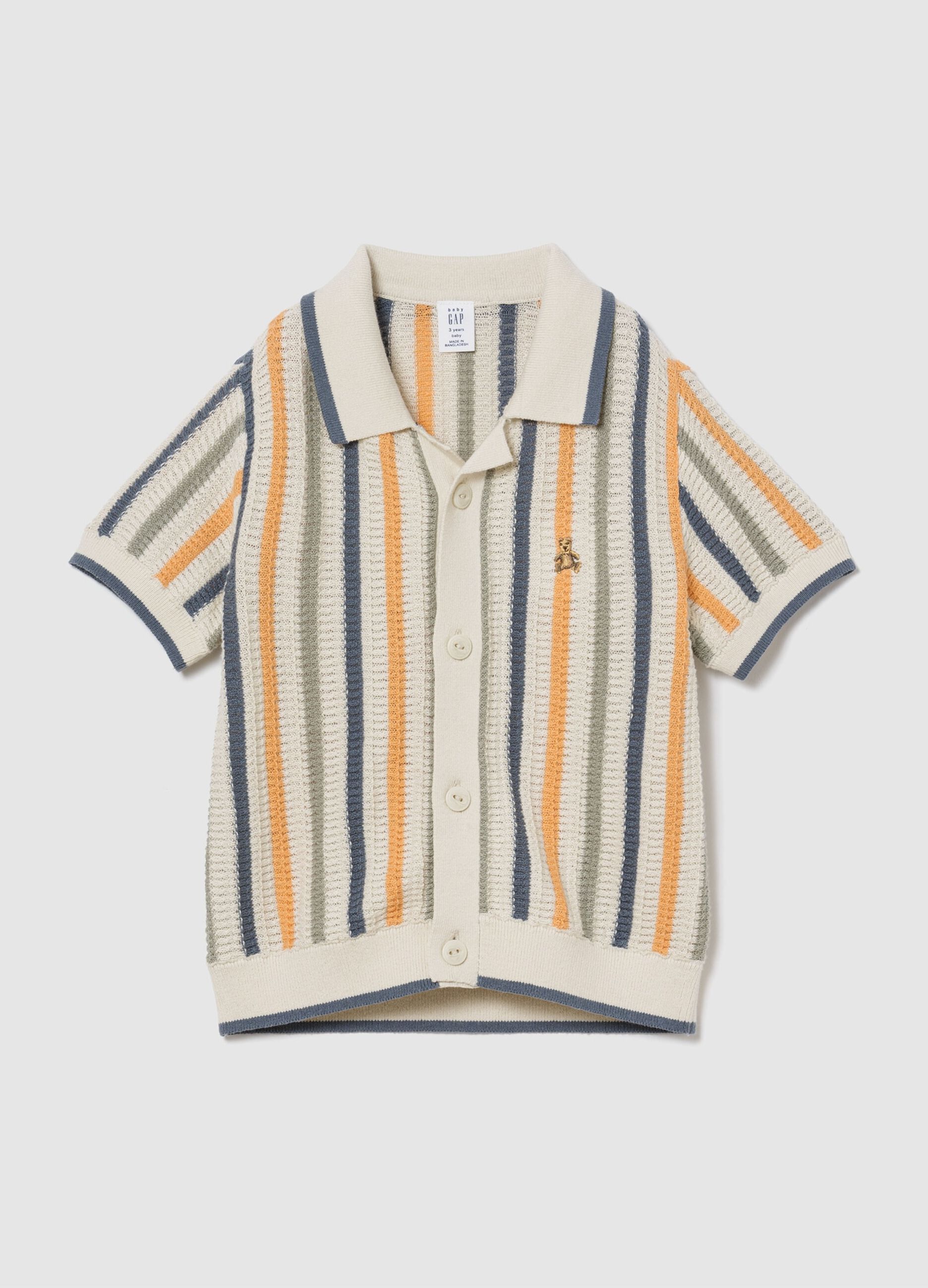 Pure cotton striped polo shirt