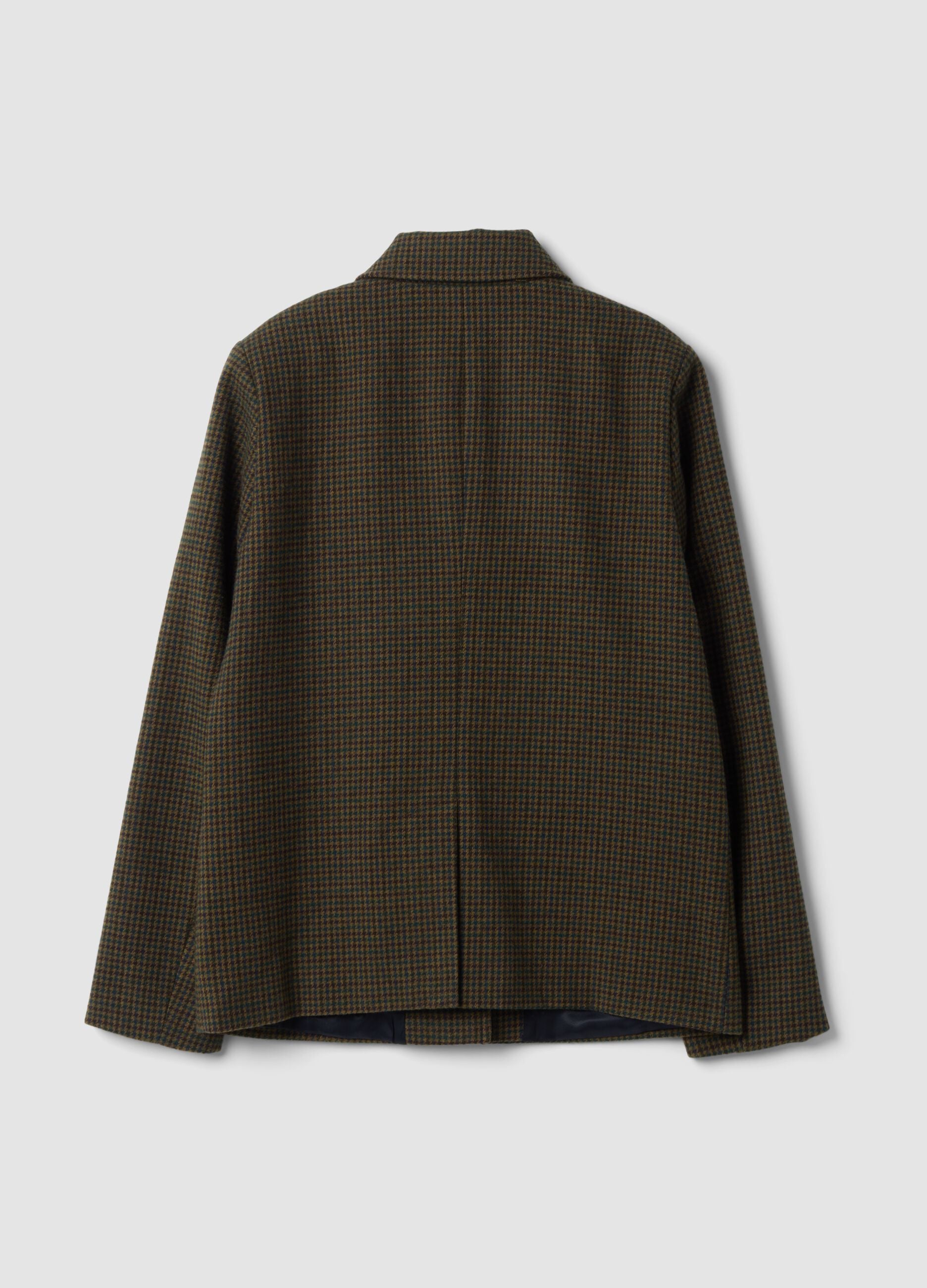 Brown, olive green and navy wool-blend blazer