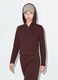 Brown full-zip hoodie in pure cotton with fitted cut_0