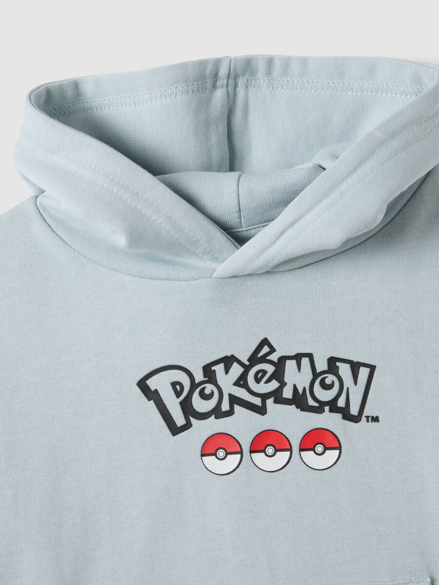 Felpa in misto cotone azzurra per bambino con stampa Pikachu_2
