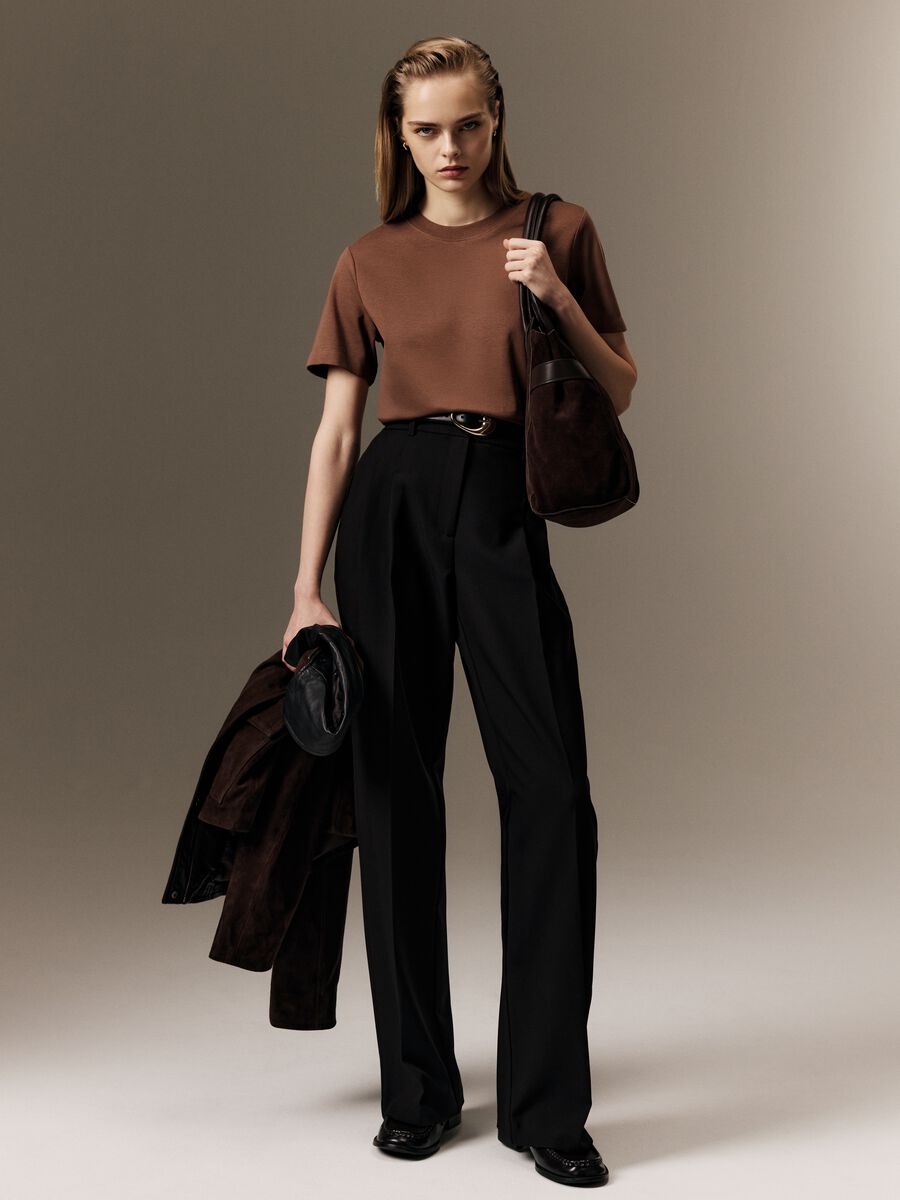 Brown pure cotton relaxed fit t-shirt_1