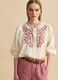 Beige pure cotton shirt with floral embroidery_3