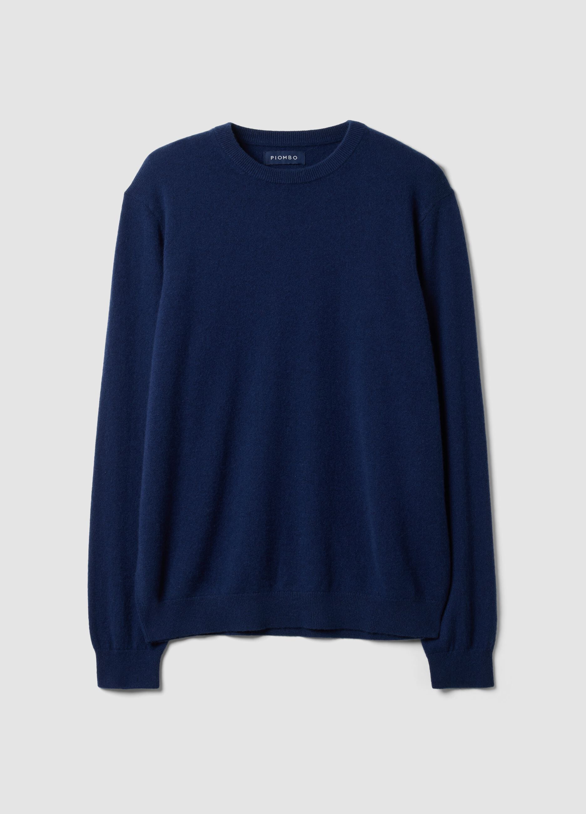 Navyblauer Pullover aus reinem Kaschmir, Regular Fit