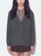 Graue Strickjacke aus elastischer Wolle mit tiefem V-Ausschnitt, Oversize-Fit_2