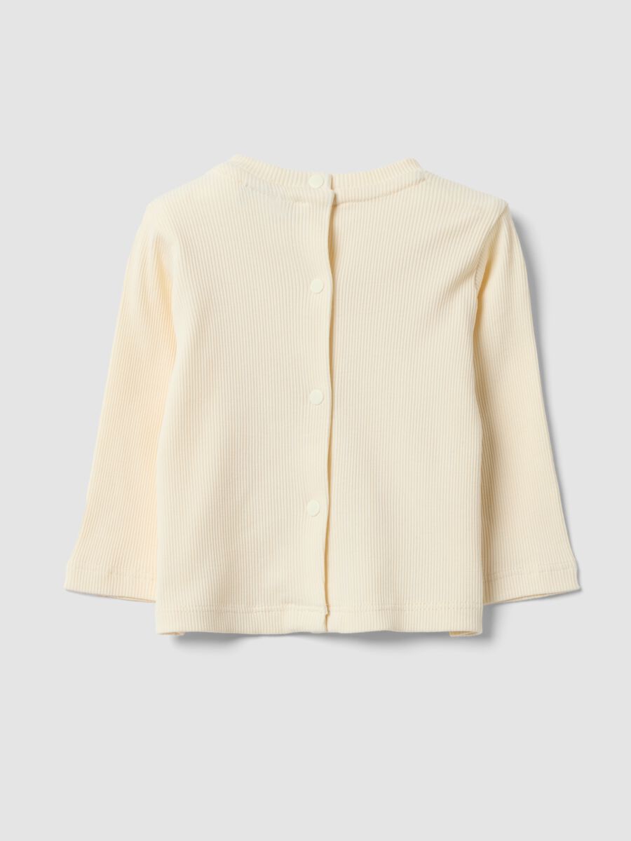 Wei&szlig;es geripptes Shirt aus reiner Bio-Baumwolle mit Schmetterlingsstickerei f&uuml;r Baby-M&auml;dchen_1
